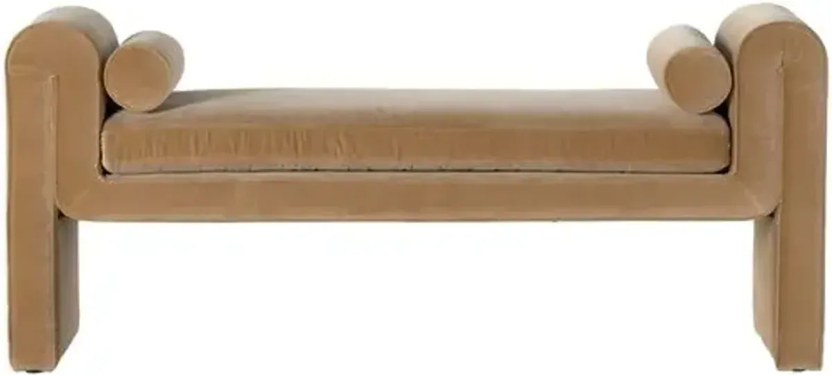 London Accent Bench - Camel Velvet - Brown