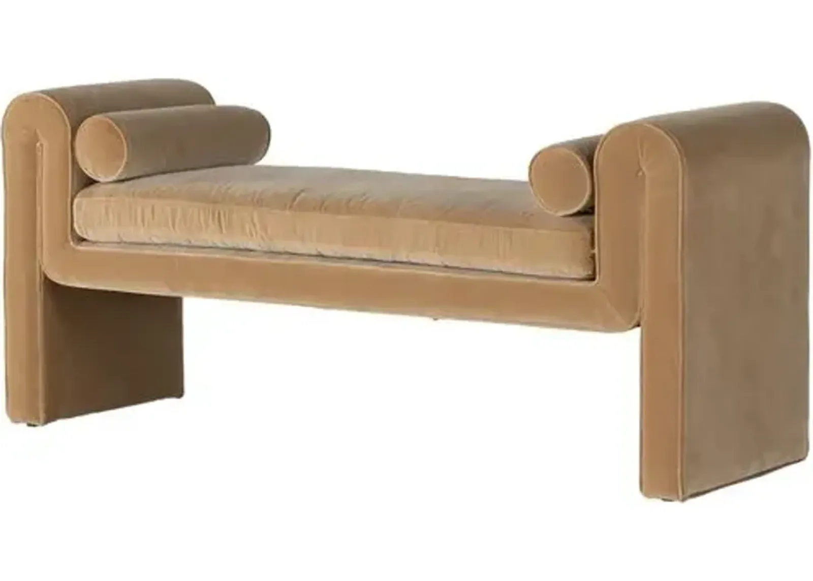 London Accent Bench - Camel Velvet - Brown