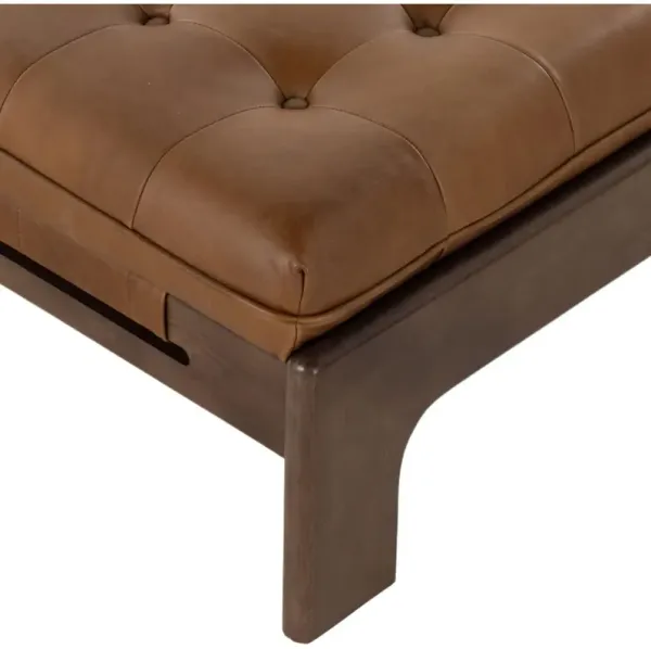 Odin Leather Tufted Cocktail Ottoman