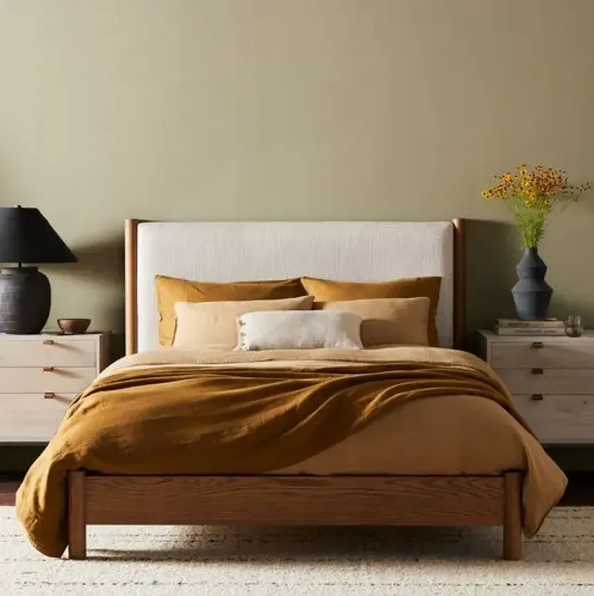 Everette Bed - Amber Oak/Natural - Brown