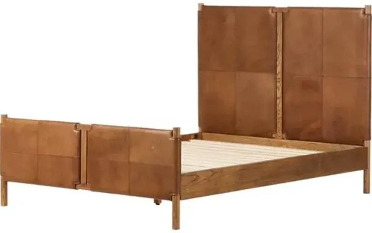 Ralph Leather Panel Bed - Heirloom Sienna - Brown