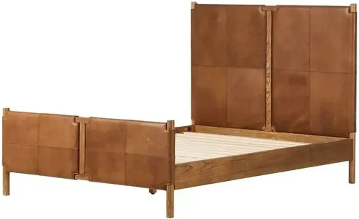 Ralph Leather Panel Bed - Heirloom Sienna - Brown