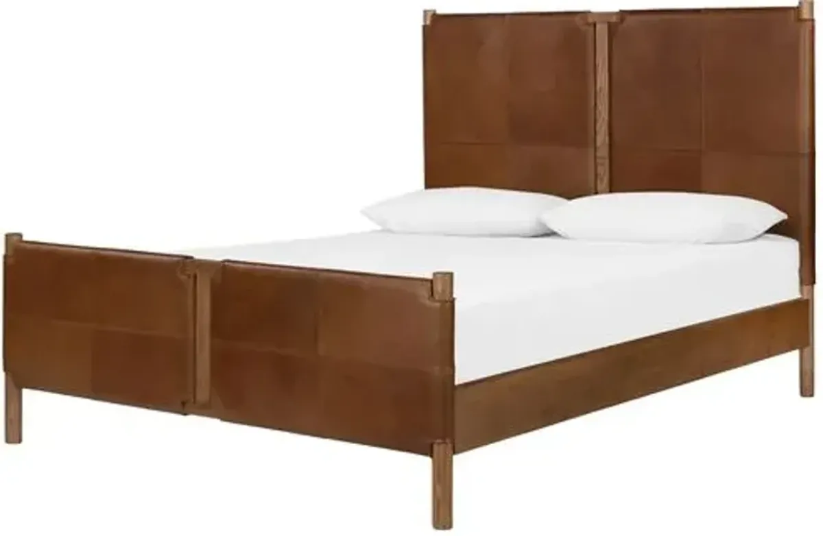 Ralph Leather Panel Bed - Heirloom Sienna - Brown