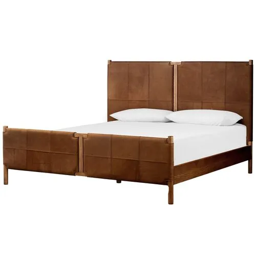 Ralph Leather Panel Bed - Heirloom Sienna - Brown