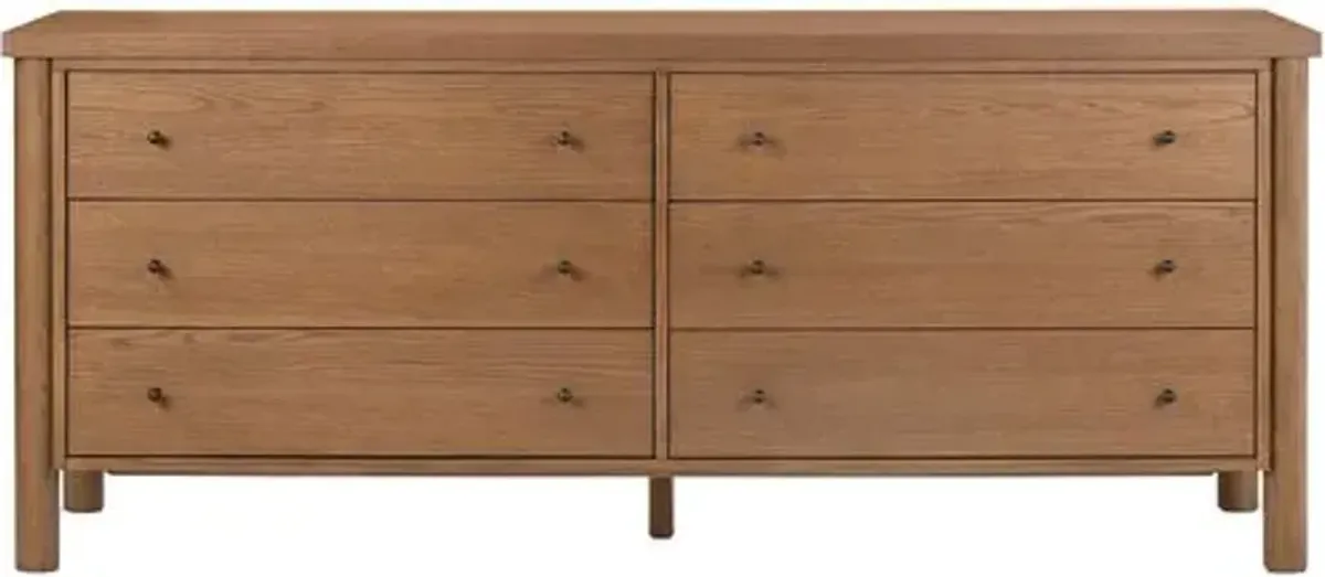 Everette 6-Drawer Dresser - Amber Oak - Brown