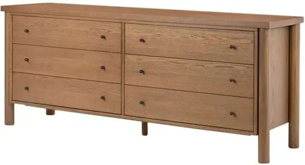 Everette 6-Drawer Dresser - Amber Oak - Brown