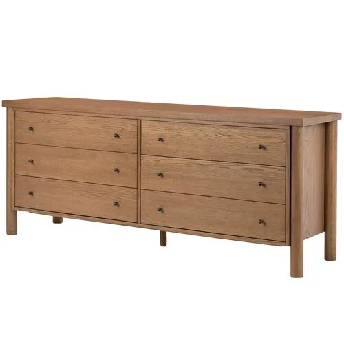 Everette 6-Drawer Dresser - Amber Oak - Brown