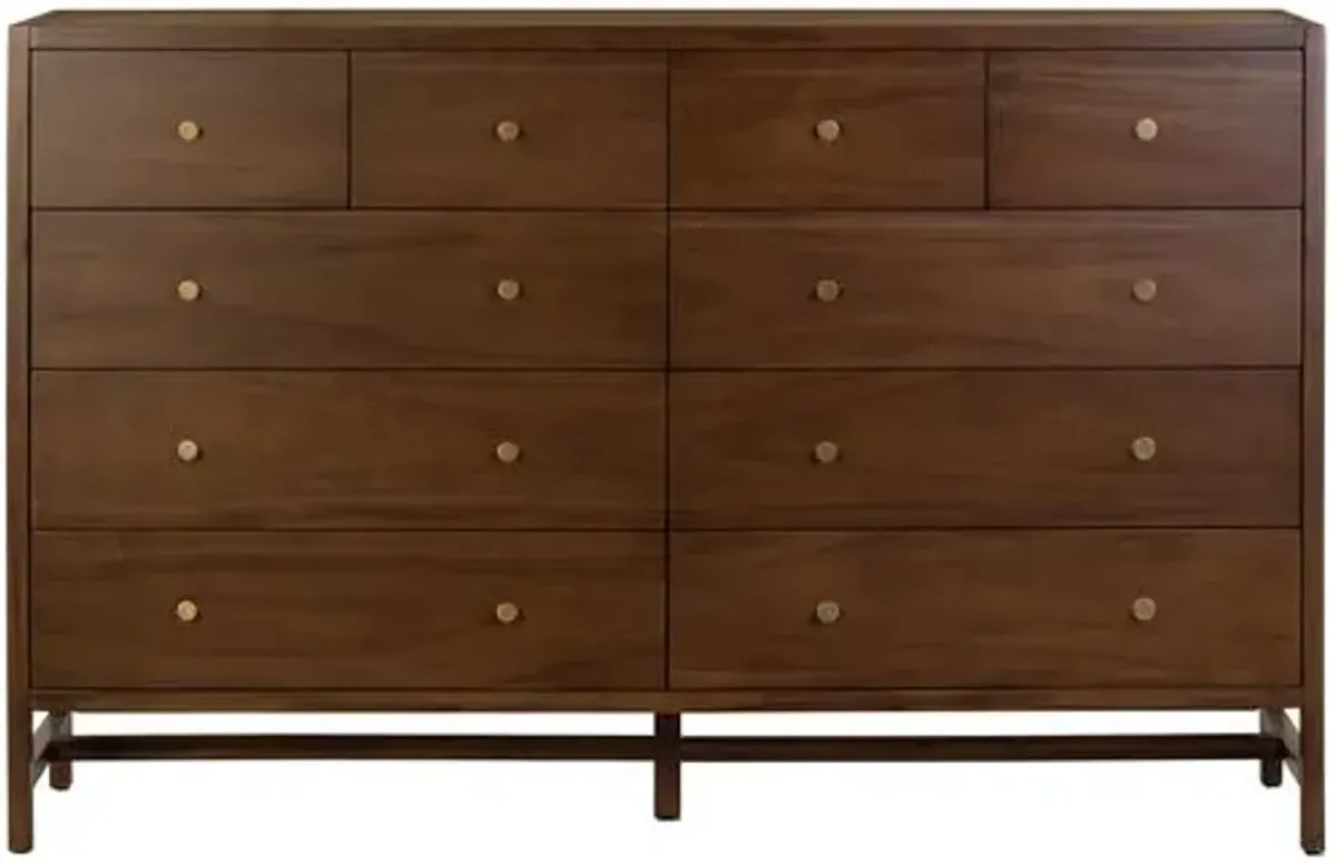 Sandra 10-Drawer Dresser - Saddle Tan - Brown