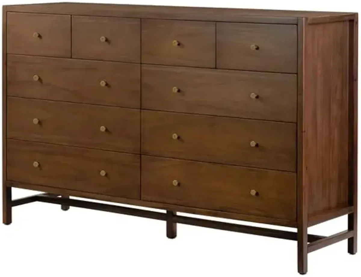 Sandra 10-Drawer Dresser - Saddle Tan - Brown