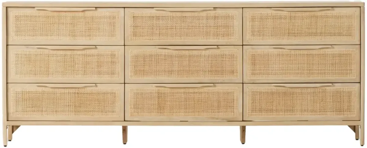 Selena Cane 9-Drawer Dresser - Natural Mango - Brown