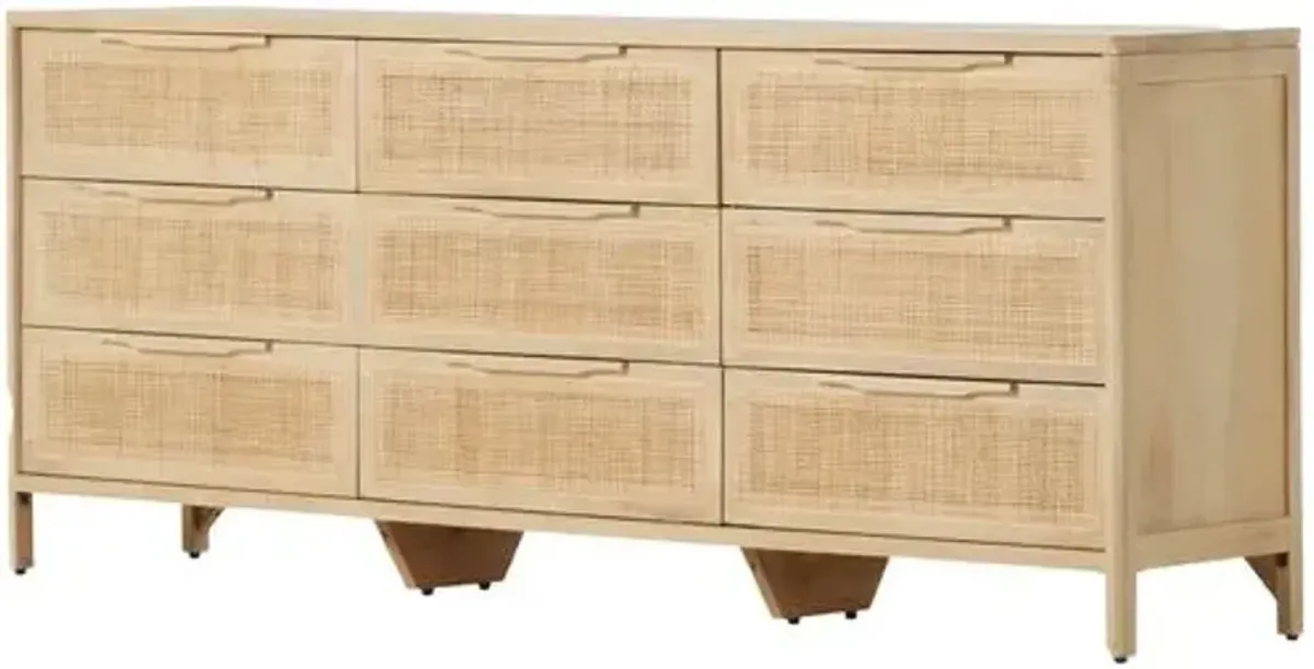 Selena Cane 9-Drawer Dresser - Natural Mango - Brown