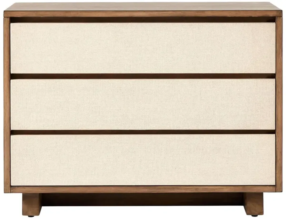 Rhea Nightstand, Mahogany/Beige Painted Linen