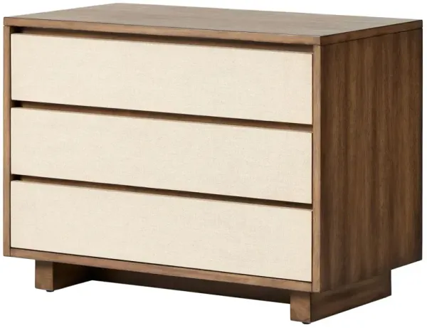 Rhea Nightstand, Mahogany/Beige Painted Linen