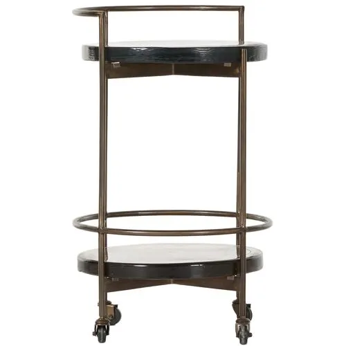 Kyla Bar Cart - Smoked Brown Cast Class/Brass