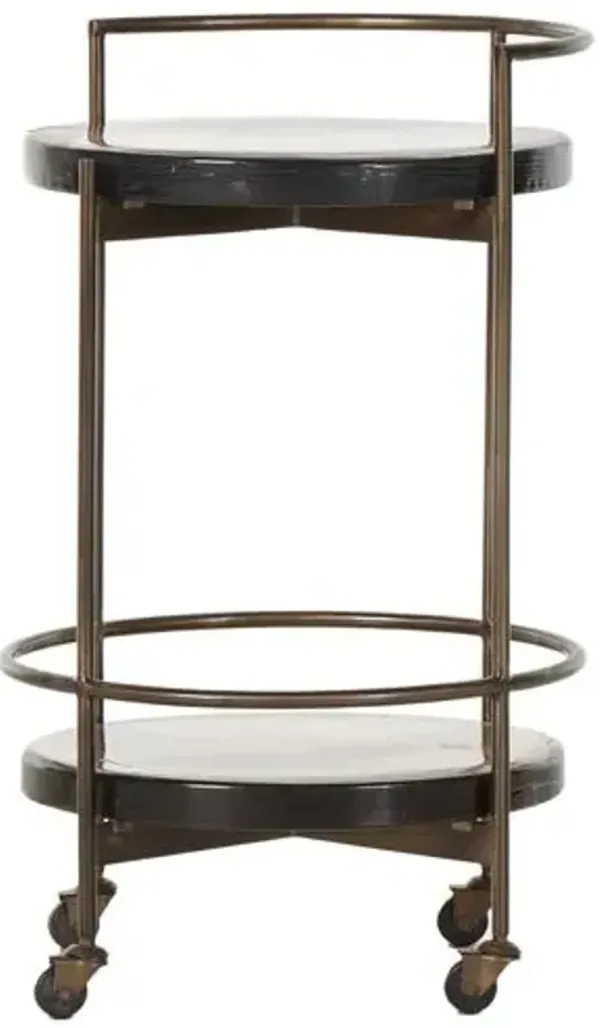 Kyla Bar Cart - Smoked Brown Cast Class/Brass