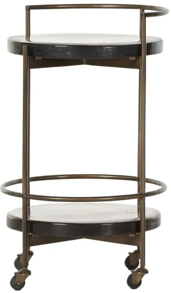 Kyla Bar Cart, Smoked Brown Cast Class/Brass