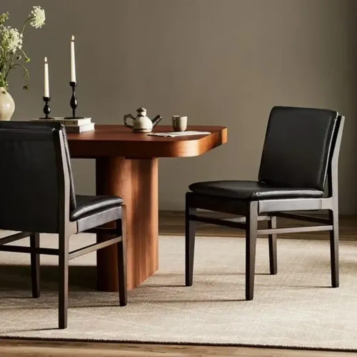 Natalia Leather Dining Chair - Sonoma Black