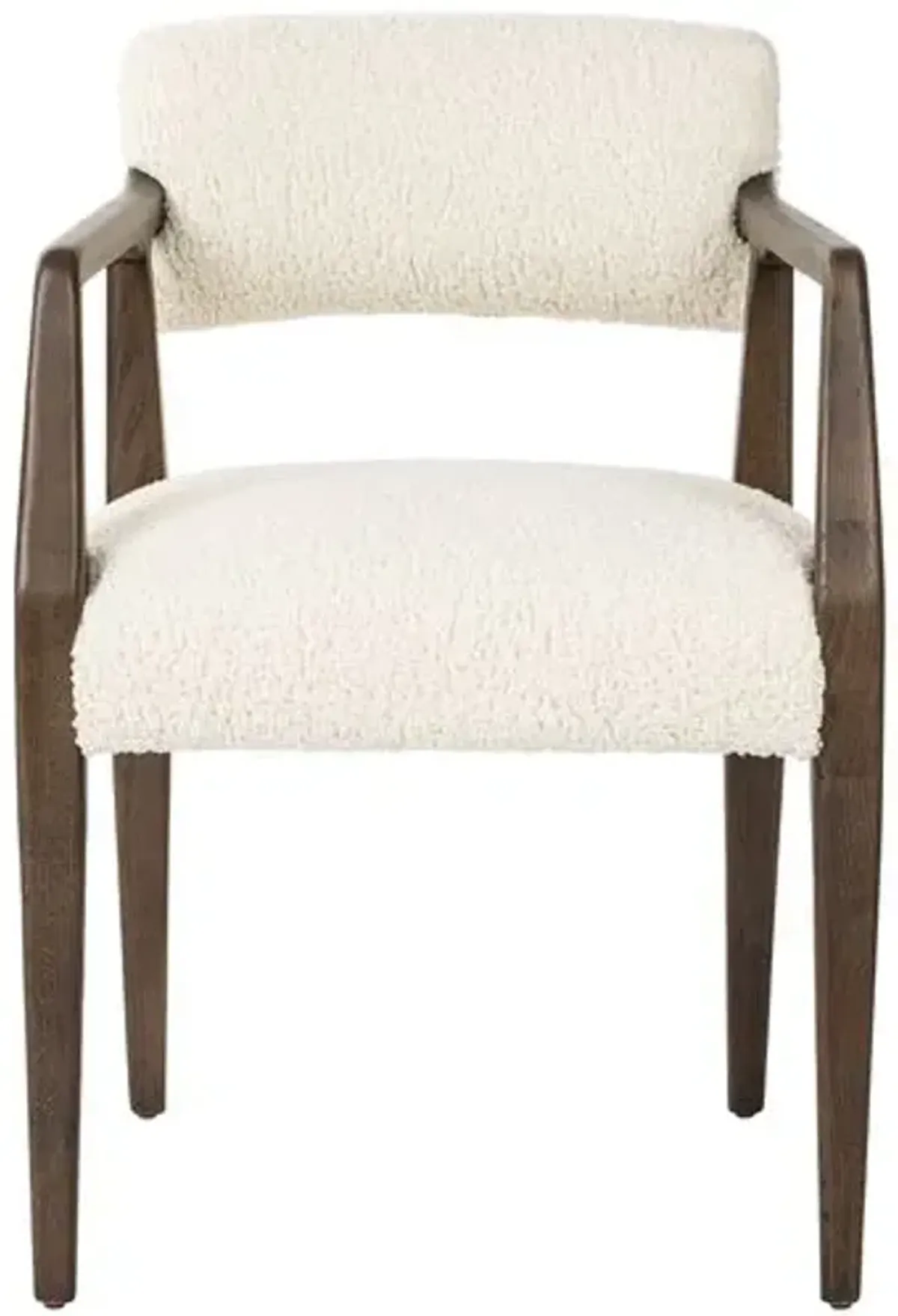 Lion Dining Armchair - Burnt Oak/Sheepskin Natural - Ivory