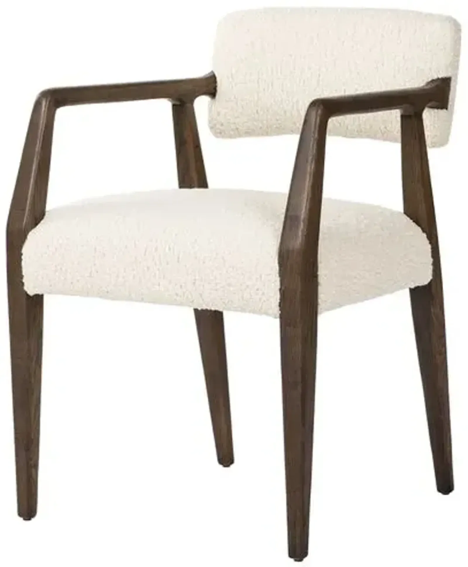 Lion Dining Armchair - Burnt Oak/Sheepskin Natural - Ivory