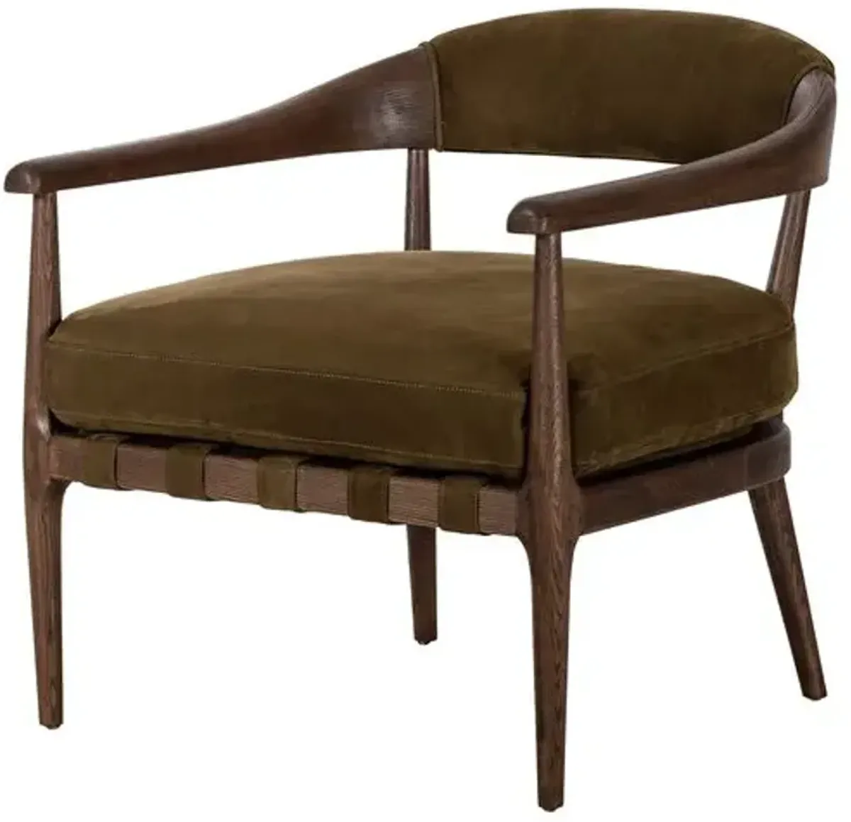 Cottswald Accent Chair - Moss Nubuck Leather/Brown Ash - Green, Comfortable, Durable, Cushioned