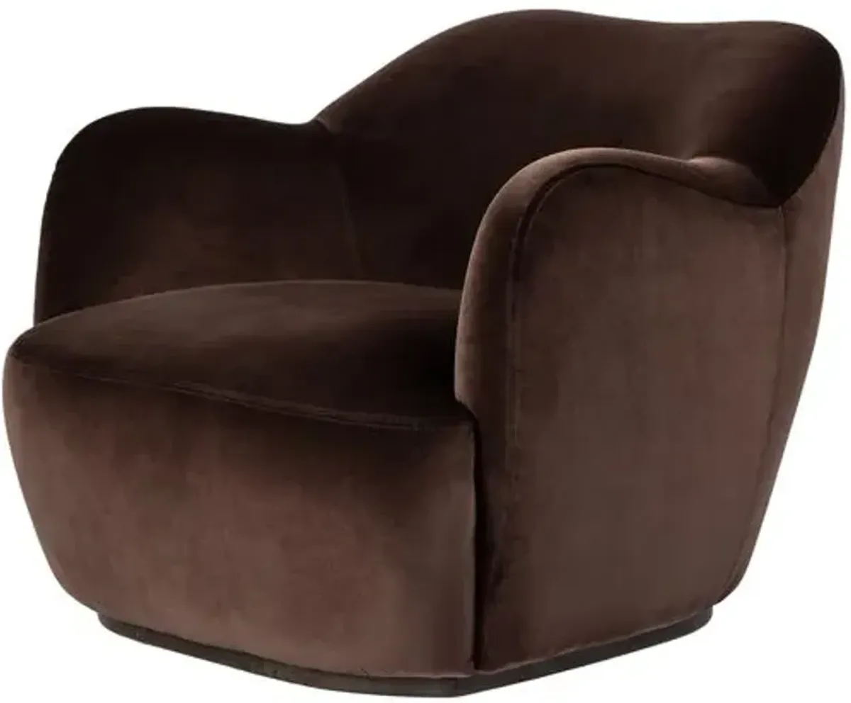 Norah Swivel Chair - Cocoa Velvet