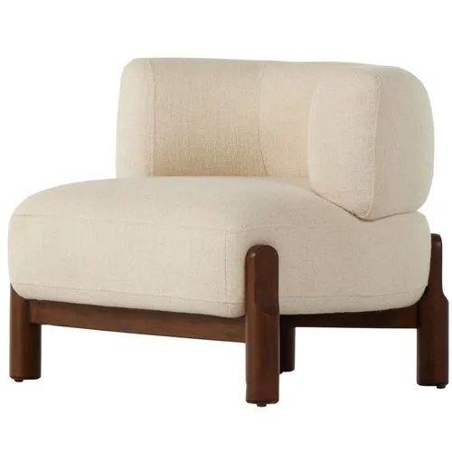 Irene Curved Accent Chair - Natural Performance - Ivory, Comfortable, Durable, Cushioned