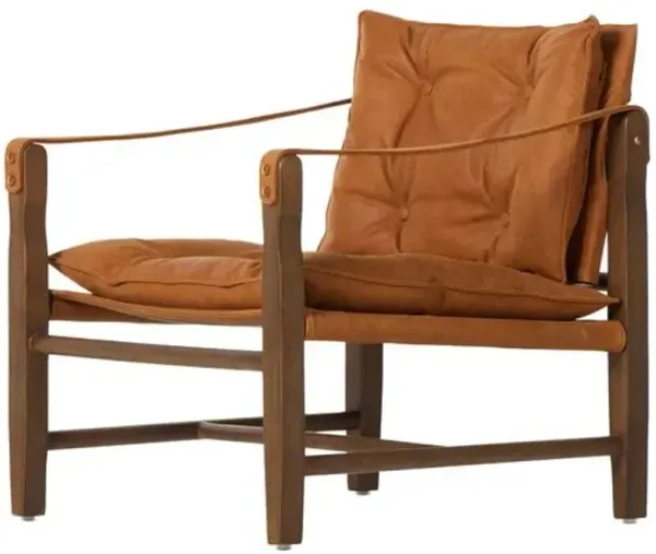 Bristol Tufted Leather Accent Chair - Brown, Comfortable, Durable