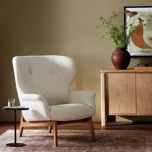 June Wingback Chair - Ivory Performance - Comfortable, Stylish