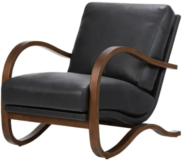 Theodore Leather Accent Chair, Black