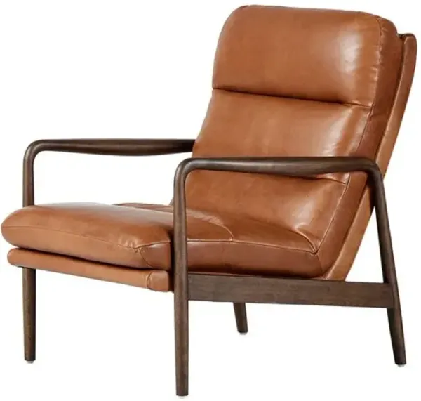 Elliot Leather Accent Chair - Dakota Tobacco - Brown, Comfortable, Durable