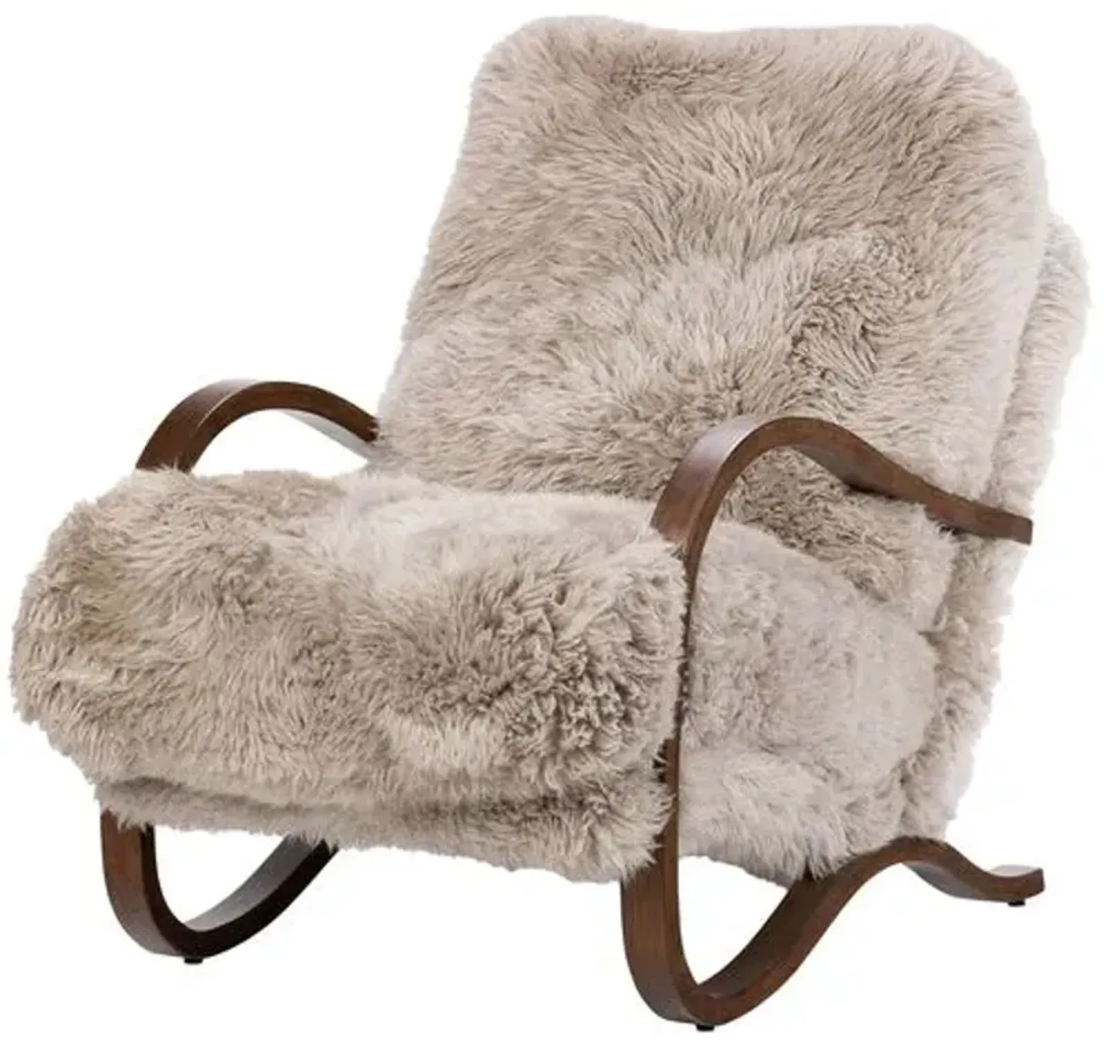 Theodore Mongolian Fur Accent Chair - Taupe - Brown, Comfortable, Durable, Cushioned