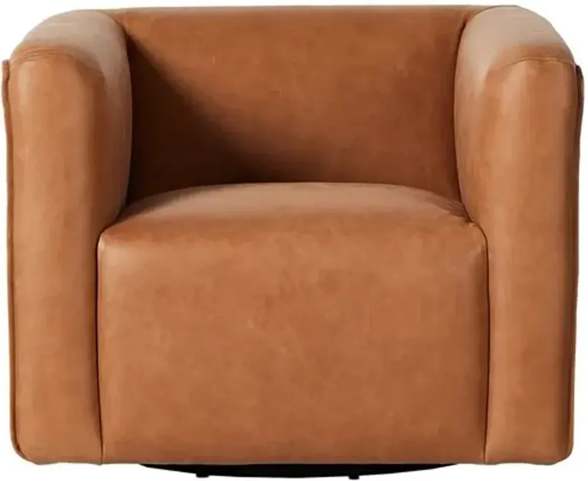 Enzo Leather Swivel Chair - Palermo Cognac