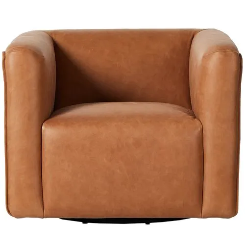 Enzo Leather Swivel Chair - Palermo Cognac