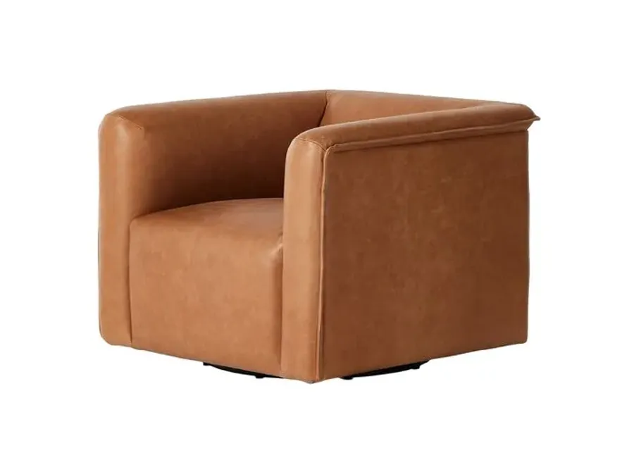 Enzo Leather Swivel Chair - Palermo Cognac