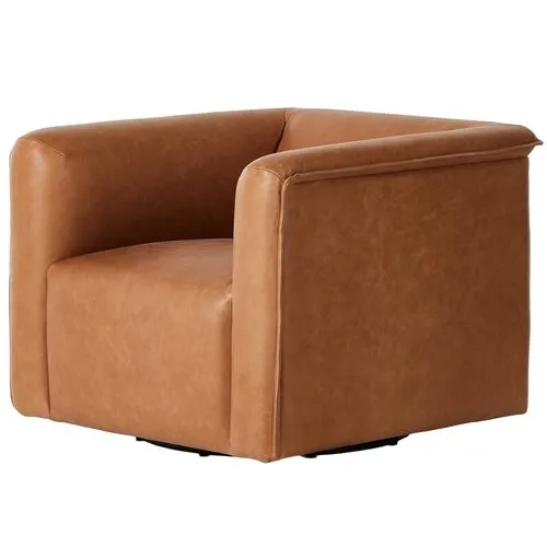 Enzo Leather Swivel Chair - Palermo Cognac