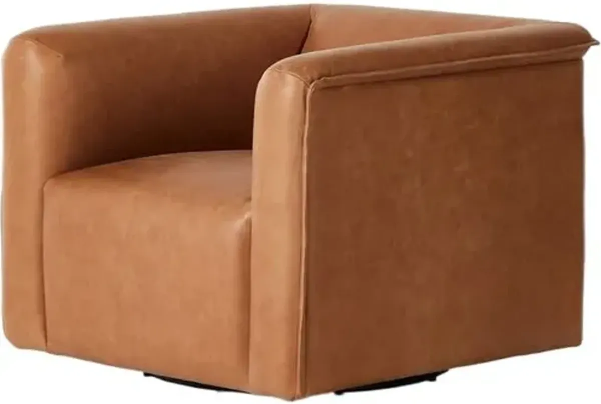 Shelly Leather Swivel Chair - Palermo Cognac