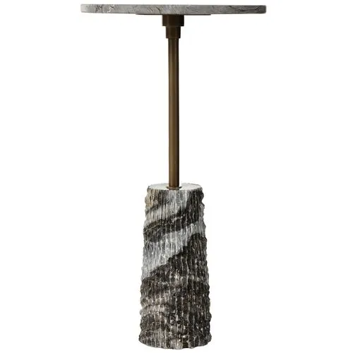 Lexi Drink Table - Ribbed Ebony Marble/Brass - Black