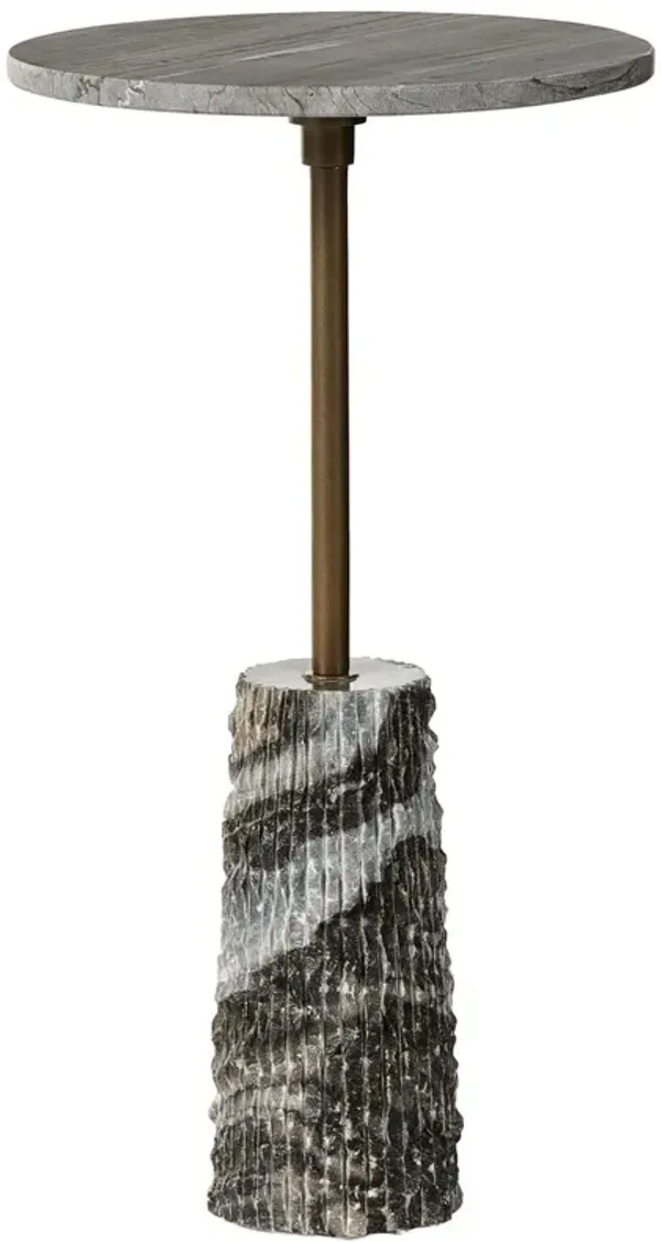 Lexi Drink Table - Ribbed Ebony Marble/Brass - Black