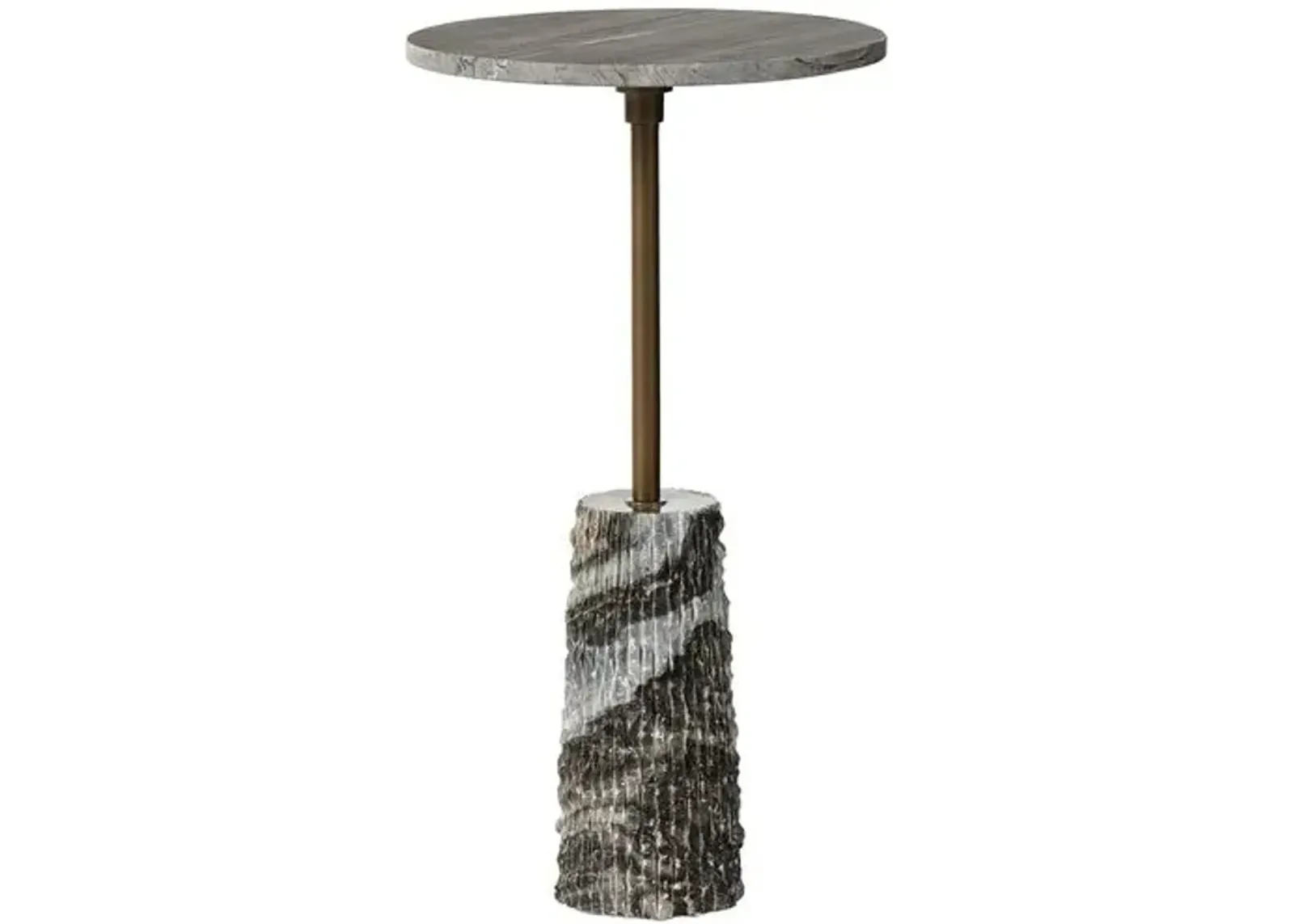 Lexi Drink Table - Ribbed Ebony Marble/Brass - Black