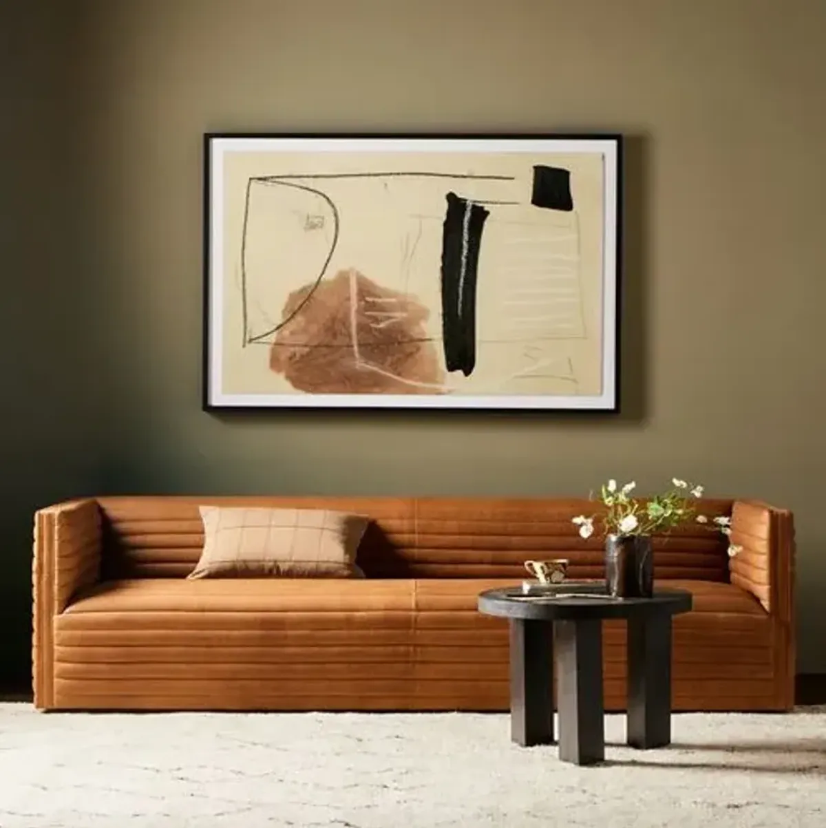 Arutro 97" Channeled Leather Sofa