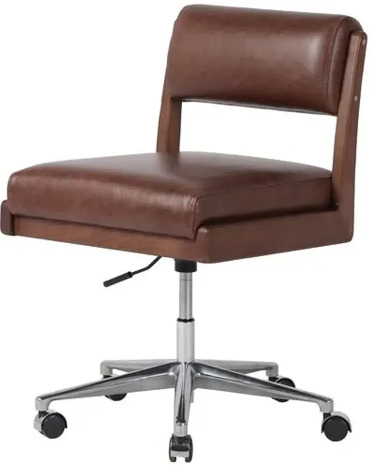 Lottie Leather Armless Desk Chair - Brown