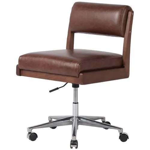 Lottie Leather Armless Desk Chair - Brown