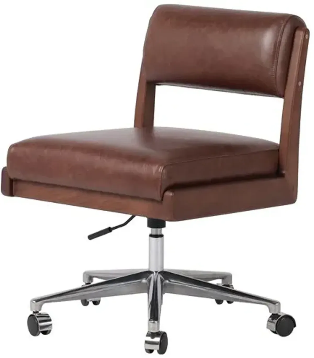 Lottie Leather Armless Desk Chair - Brown