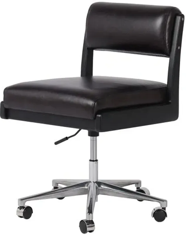 Lottie Leather Armless Desk Chair - Black