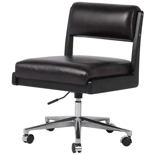 Lottie Leather Armless Desk Chair - Black