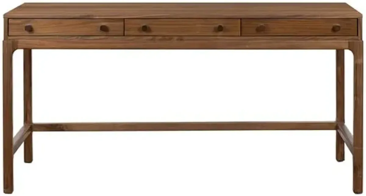 Davidson 3-Drawer Desk - Walnut - Brown