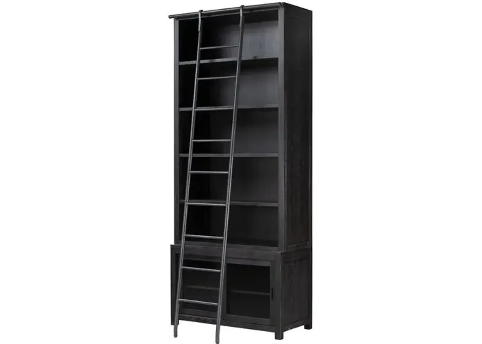 Harriett Bookcase & Ladder - Worn Black