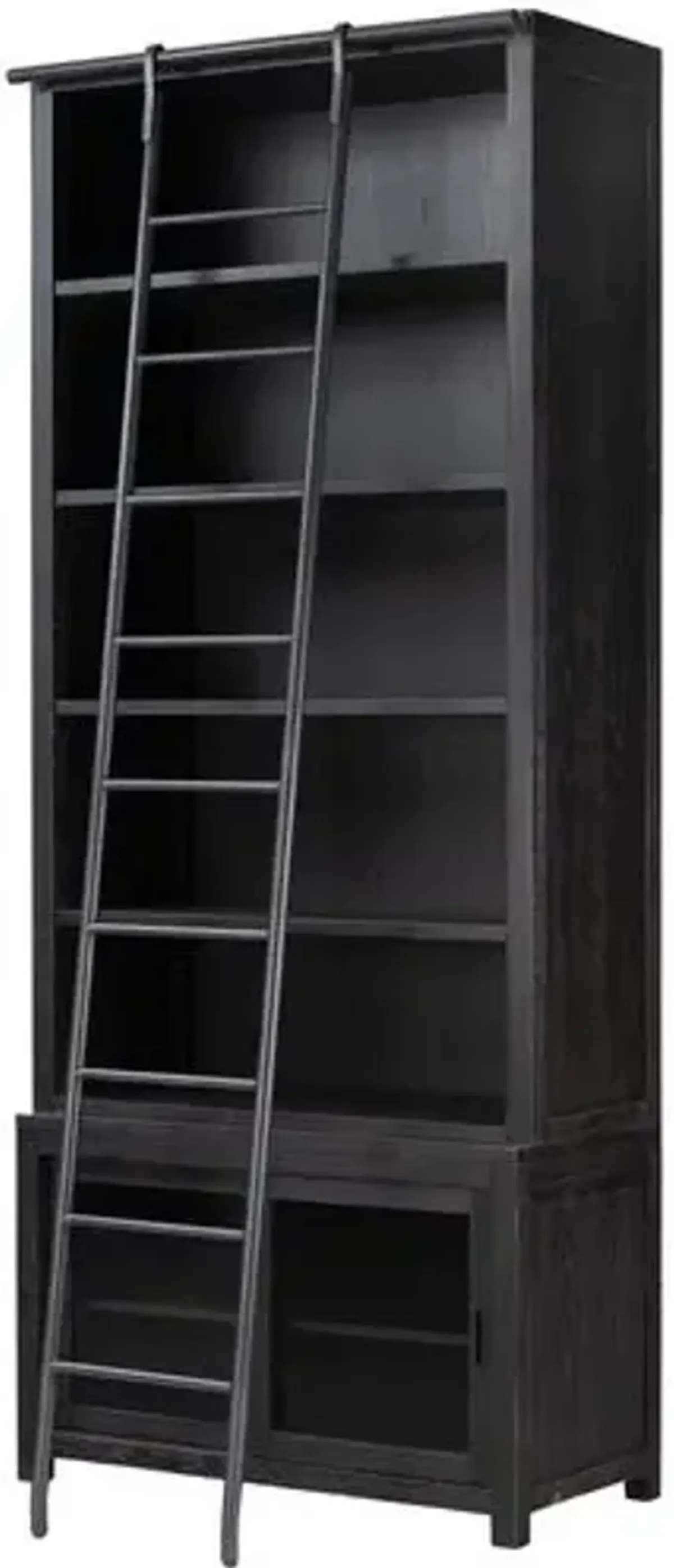 Harriett Bookcase & Ladder - Worn Black