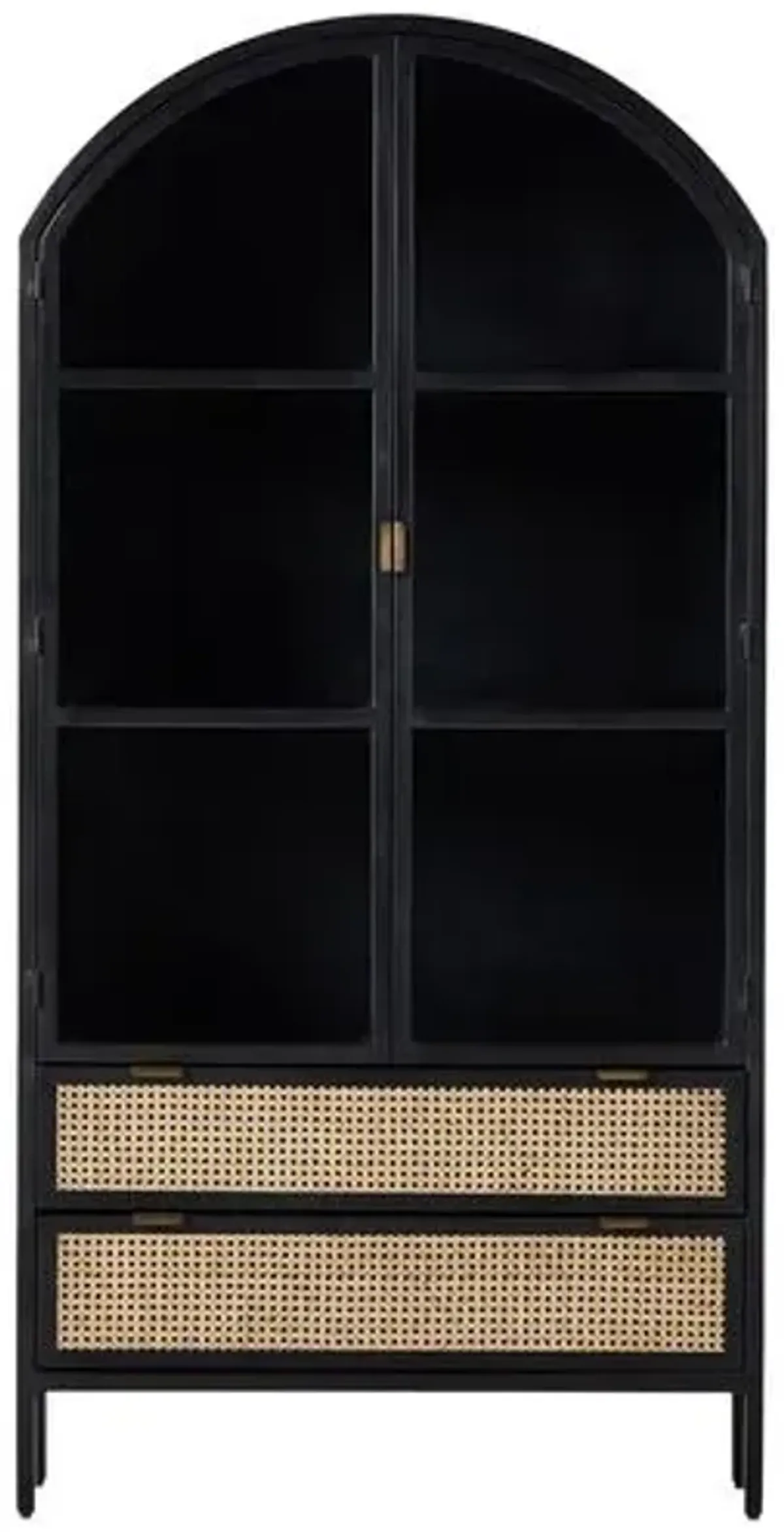 Wilda Arched Cabinet - Vintage Black/Natural Cane