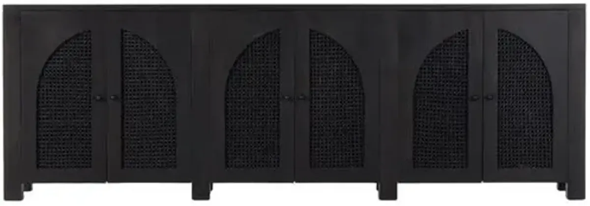 Sabrina Cane 6-Door Sideboard - Black Wash